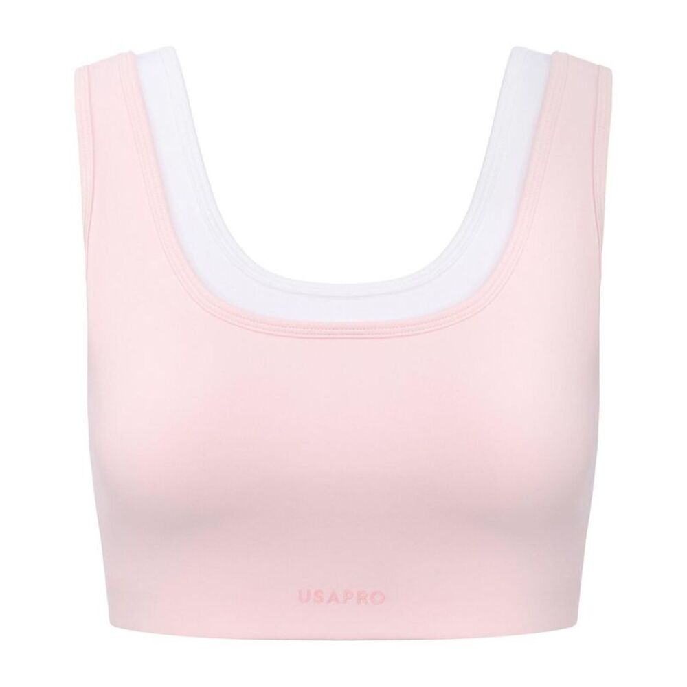 USA Pro Womens/Ladies Pro Layered Sports Bra / Light Pink
